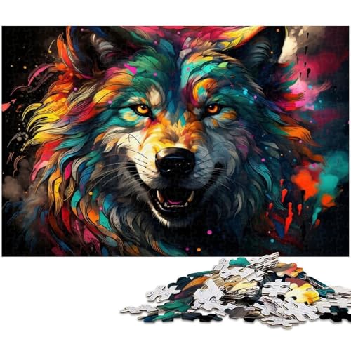 1000 teiliges Puzzle für Erwachsene farbenfrohes psychedelisches Wolf Puzzle für Lernspiele Herausforderung Spielzeug Kunstwerk Geschenk 1000 Teile (38 x 26 cm) von zouxangzz