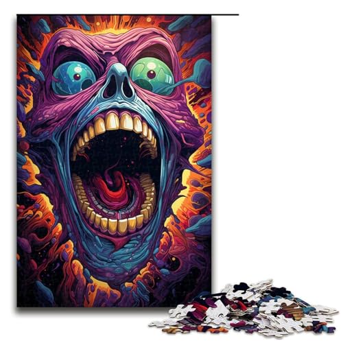 1000 teiliges Puzzle für Erwachsene farbenfrohes psychedelisches böses Monster Puzzle praktisches Spiel 75 x 50 cm von zouxangzz