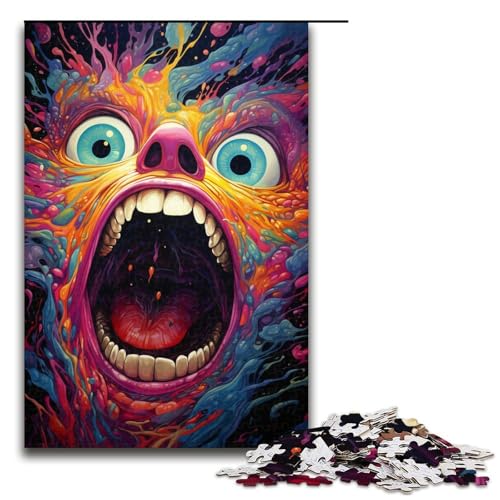 1000 teiliges Puzzle für Erwachsene farbenfrohes psychedelisches böses Monster Puzzle praktisches Spiel 75 x 50 cm von zouxangzz
