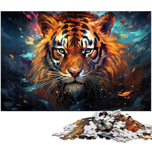 1000 teiliges Puzzle für Erwachsene farbenfrohes wildes Tiger Puzzle als Geschenk Familienspiel Stressabbau schwieriges Herausforderungspuzzle 1000 Teile (75 x 50 cm) von zouxangzz