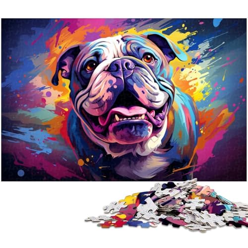 1000 teiliges Puzzle für Erwachsene farbige Bulldogge Puzzle für Lernspiele Herausforderung Spielzeug Kunstwerk Geschenk 1000 Teile (75 x 50 cm) von zouxangzz