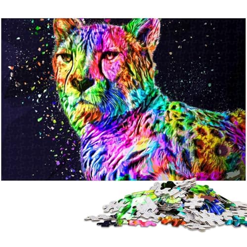 1000 teiliges Puzzle für Erwachsene farbige Geparden Puzzles für Erwachsene und Kinder Holzpuzzle tolles Geschenk (Größe 75 x 50 cm) von zouxangzz