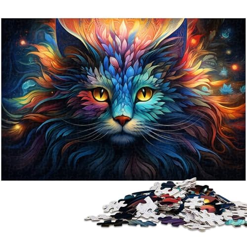 1000 teiliges Puzzle für Erwachsene farbige Katze EIN Kunstwerk für Teenager ab 14 Jahren 1000 Teile (75 x 50 cm) von zouxangzz