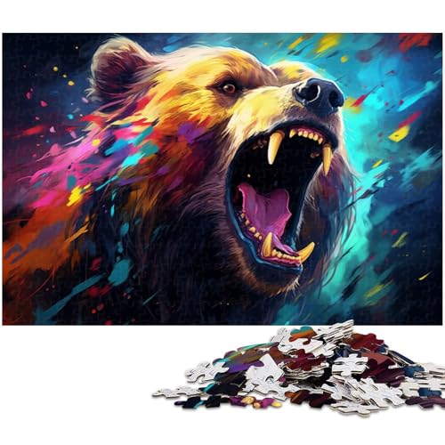1000 teiliges Puzzle für Erwachsene farbiges Bären Puzzle für Kinder Holzpuzzle Lernspiel für Erwachsene 1000 Teile (75 x 50 cm) von zouxangzz