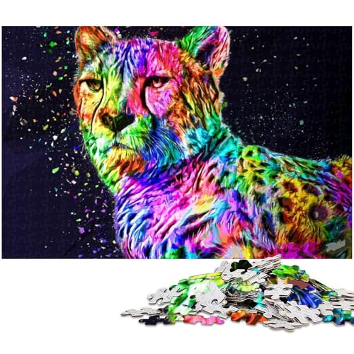 1000 teiliges Puzzle für Erwachsene farbiges Geparden Spielzeug Denkspiel anspruchsvolles Puzzlespiel und Familienspiel (Größe 38 x 26 cm) von zouxangzz
