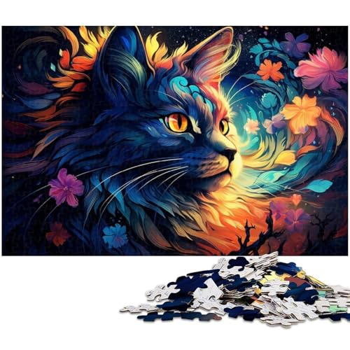 1000 teiliges Puzzle für Erwachsene farbiges Katzen Puzzle Lernspiel Herausforderung Spielzeug Kunstwerk Geschenk 1000 Teile (38 x 26 cm) von zouxangzz