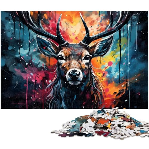 1000 teiliges Puzzle für Erwachsene farbiges Sikahirsch Puzzle für Erwachsene und Kinder Holzpuzzle tolles Geschenk 1000 Teile (75 x 50 cm) von zouxangzz