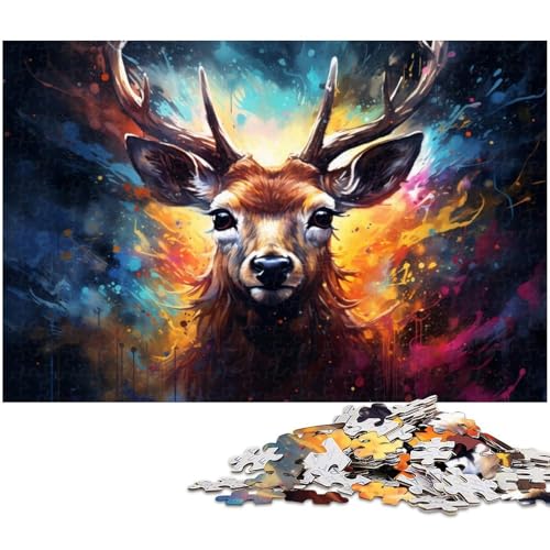 1000 teiliges Puzzle für Erwachsene farbiges Sikahirsch Spielzeug Denkspiel anspruchsvolles Puzzlespiel und Familienspiel 1000 Teile (38 x 26 cm) von zouxangzz