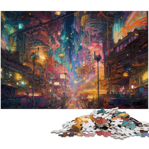 1000 teiliges Puzzle für Erwachsene futuristische Stadt Puzzles Holzpuzzle Lernspielzeug (Größe 75 x 50 cm) von zouxangzz