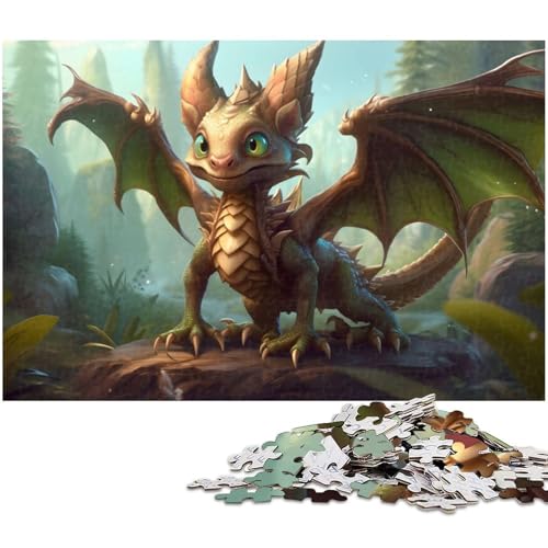 1000 teiliges Puzzle für Erwachsene grünes Drachenbaby Spielzeug Denkspiel anspruchsvolles Puzzlespiel und Familienspiel (Größe 38 x 26 cm) von zouxangzz