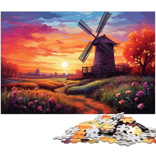 1000 teiliges Puzzle für Erwachsene holländische Windmühlenlandschaft Spielzeug Denkspiel anspruchsvolles Puzzlespiel und Familienspiel 1000 Teile (75 x 50 cm) von zouxangzz