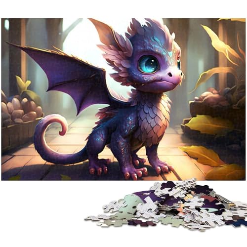 1000 teiliges Puzzle für Erwachsene lila Babydrache Puzzle aus Holz Lernspielzeug (Größe 75 x 50 cm) von zouxangzz