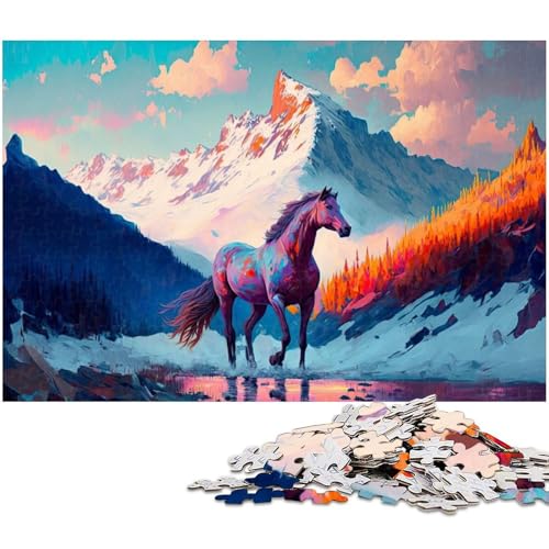 1000 teiliges Puzzle für Erwachsene majestätisches Pferd Puzzle für Lernspiele Herausforderungen Spielzeug Kunstwerk Geschenk (Größe 38 x 26 cm) von zouxangzz