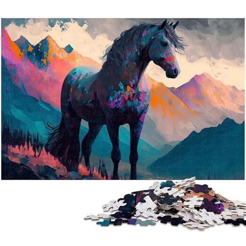 1000 teiliges Puzzle für Erwachsene majestätisches Pferd Puzzle für Lernspiele Herausforderungen Spielzeug Kunstwerk Geschenk (Größe 75 x 50 cm) von zouxangzz