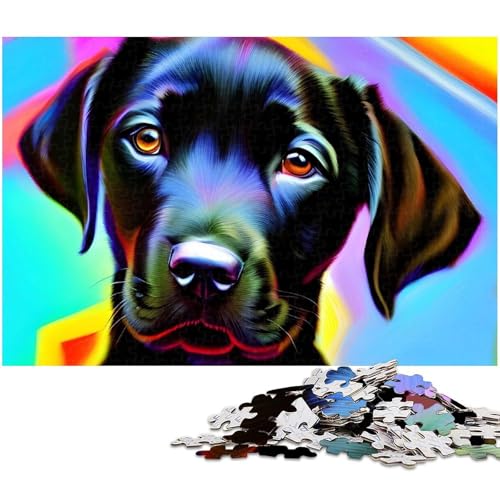 1000 teiliges Puzzle für Erwachsene mit schwarzem Labrador Gesicht Spielzeug Denkspiel anspruchsvolles Puzzlespiel und Familienspiel (Größe 75 x 50 cm) von zouxangzz