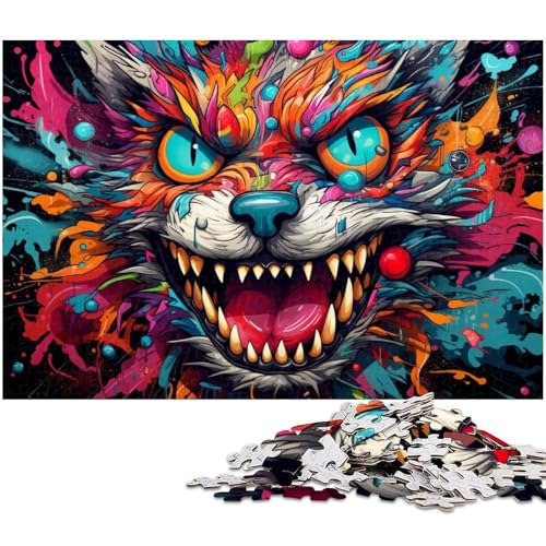 1000 teiliges Puzzle für Erwachsene psychedelische Farbkatze Puzzle für Lernspiele Herausforderung Spielzeug Kunstwerk Geschenk 1000 PCS (75 x 50 cm) von zouxangzz