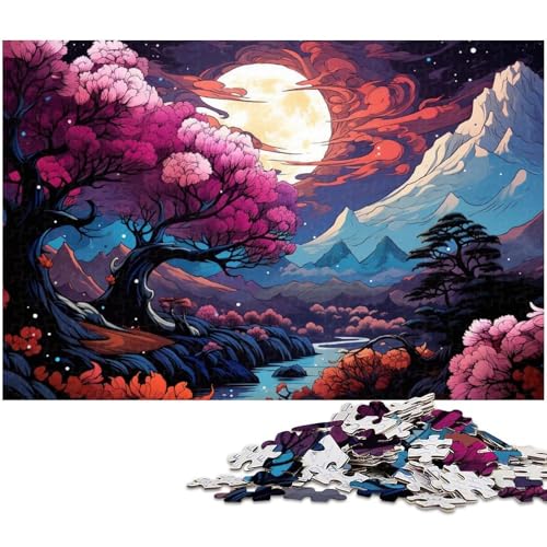 1000 teiliges Puzzle für Erwachsene psychedelische Kirschblütenlandschaft Puzzle für Lernspiele Herausforderung Spielzeug Kunstwerk Geschenk 1000 Teile (38 x 26 cm) von zouxangzz
