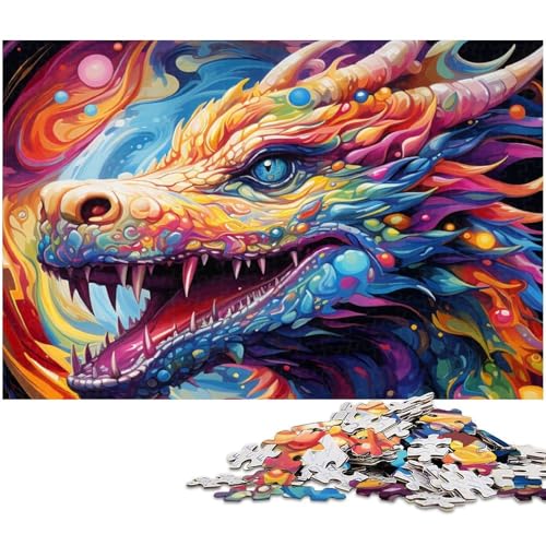 1000 teiliges Puzzle für Erwachsene psychedelische Kunst Drachenspielzeug Denkspiel anspruchsvolles Puzzlespiel und Familienspiel (Größe 38 x 26 cm) von zouxangzz