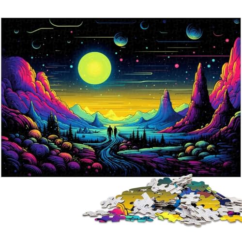 1000 teiliges Puzzle für Erwachsene psychedelische Landschaft EIN Kunstwerk für Teenager ab 14 Jahren (Größe 75 x 50 cm) von zouxangzz