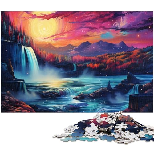 1000 teiliges Puzzle für Erwachsene psychedelische Niagarafälle bei Nacht Puzzle für Lernspiele Herausforderung Spielzeug Kunstwerk Geschenk (Größe 75 x 50 cm) von zouxangzz
