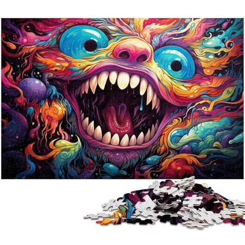 1000 teiliges Puzzle für Erwachsene psychedelisches Farbmonster Puzzle für Lernspiele Herausforderung Spielzeug Kunstwerk Geschenk 1000 Teile (38 x 26 cm) von zouxangzz