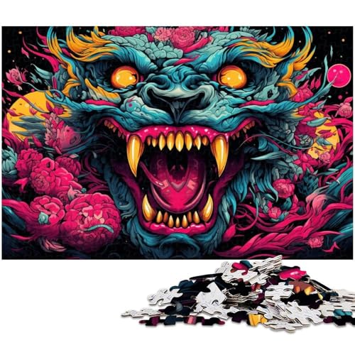 1000 teiliges Puzzle für Erwachsene psychedelisches Farbtier Puzzle für Lernspiele Herausforderung Spielzeug Kunstwerk Geschenk 1000 Teile (38 x 26 cm) von zouxangzz