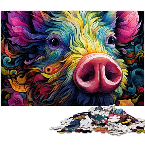 1000 teiliges Puzzle für Erwachsene psychedelisches Schwein Puzzle für Lernspiele Herausforderung Spielzeug Kunstwerk Geschenk (Größe 75 x 50 cm) von zouxangzz