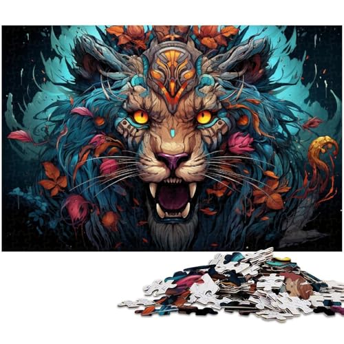 1000 teiliges Puzzle für Erwachsene psychedelisches buntes Löwenspielzeug intellektuelles Spiel anspruchsvolles Puzzlespiel und Familienspiel 1000 Teile (75 x 50 cm) von zouxangzz