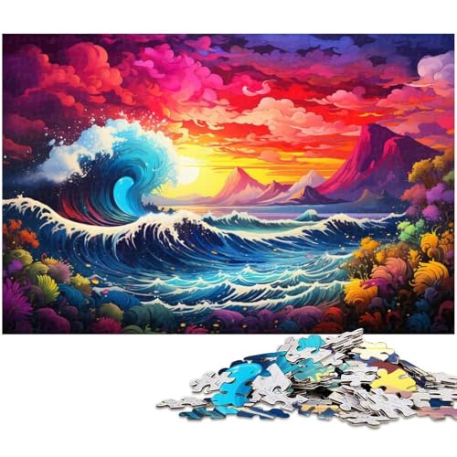 1000 teiliges Puzzle für Erwachsene psychedelisches farbenfrohes Landschaftspuzzle für Kinder Holzpuzzle Lernspiel für Erwachsene 1000 Teile (75 x 50 cm) von zouxangzz