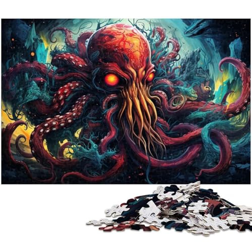 1000 teiliges Puzzle für Erwachsene psychedelisches farbenfrohes Oktopus Kunstpuzzle für Kinder Papierpuzzle Lernspiel für Erwachsene 1000 Teile (38 x 26 cm) von zouxangzz