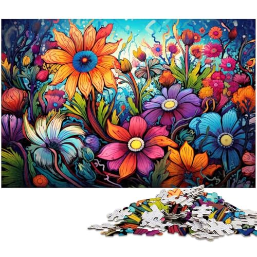 1000 teiliges Puzzle für Erwachsene schöne Bunte Blumen unmögliches Puzzle für Teenager ab 14 Jahren 1000 Teile (75 x 50 cm) von zouxangzz