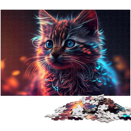 1000 teiliges Puzzle für Erwachsene süßes Haustier Katzen Puzzle Lernspiel Herausforderung Spielzeug Kunstwerk Geschenk (Größe 75 x 50 cm) von zouxangzz