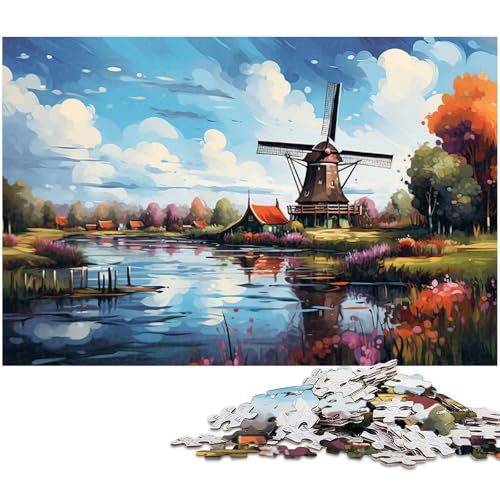1000 teiliges Puzzle für Erwachsene wunderschöne Windmühlenstadt Puzzle für Lernspiele Herausforderung Spielzeug Kunstwerk Geschenk 1000 Teile (75 x 50 cm) von zouxangzz