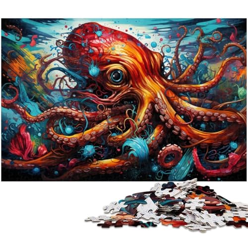 1000 teiliges Puzzle für Erwachsene: Stellen Sie Sich EIN farbenfrohes psychedelisches Oktopus Spielzeug vor Intellektuelles Spiel Anspruchsvolles Puzzlespiel und Familienspiel 1000 Teile (75x50cm) von zouxangzz