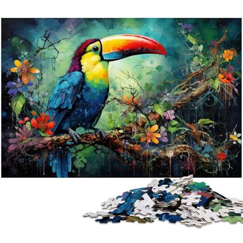 1000 teiliges Puzzle geblümter Tukan Puzzle für Erwachsene Holzpuzzle Familiendekoration 1000 Teile (75 x 50 cm) von zouxangzz