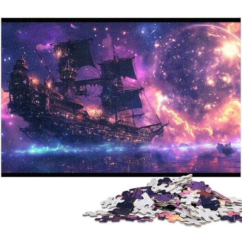 1000 teiliges Puzzle geheimnisvolles Piratenschiff Puzzle für Kinder Holzpuzzle Lernspiele für Erwachsene (Größe 75 x 50 cm) von zouxangzz