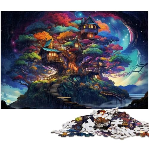 1000 teiliges Puzzle geheimnisvolles farbenfrohes Baumhaus Puzzle für Erwachsene Papierpuzzle anspruchsvolles Spiel 1000 Teile (38 x 26 cm) von zouxangzz
