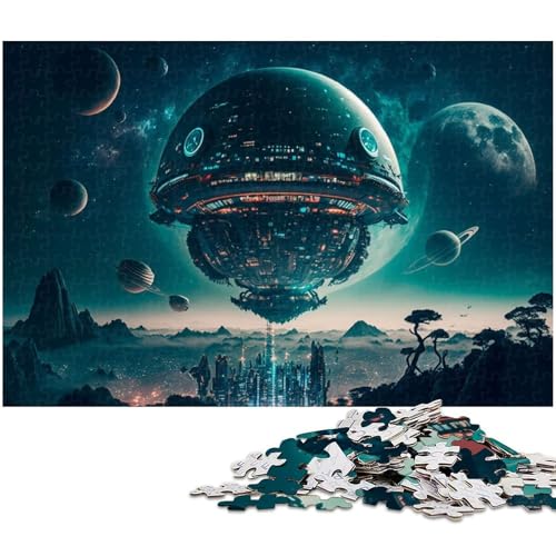 1000 teiliges Puzzle mit Alien Raumschiff Papierpuzzle Lernspiele Heimdekoration (Größe 38 x 26 cm) von zouxangzz