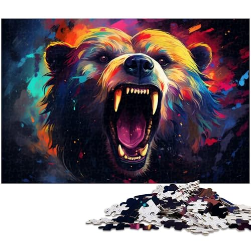 1000 teiliges Puzzle mit Bärenmotiv Holzpuzzle Lernspiele Heimdekoration 1000 Teile (75 x 50 cm) von zouxangzz