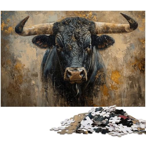 1000 teiliges Puzzle mit Bisonbullenmotiv Holzpuzzle Lernspiele Heimdekoration (Größe 75 x 50 cm) von zouxangzz