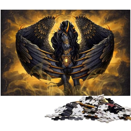 1000 teiliges Puzzle mit Einhorn Pferdemotiv Holzpuzzle Lernspiele Heimdekoration (Größe 75 x 50 cm) von zouxangzz