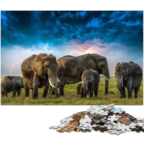 1000 teiliges Puzzle mit Elefantenmotiv Puzzle für Erwachsene Papierpuzzle anspruchsvolles Spiel (Größe 38 x 26 cm) von zouxangzz