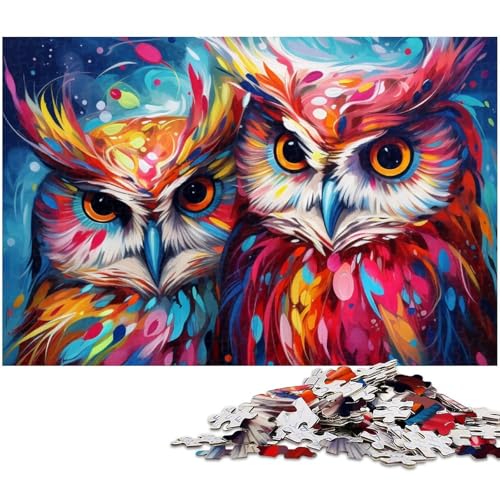 1000 teiliges Puzzle mit Eulenmotiv Fantasiekunst Holzpuzzle Lernspiele Heimdekoration (Größe 75 x 50 cm) von zouxangzz