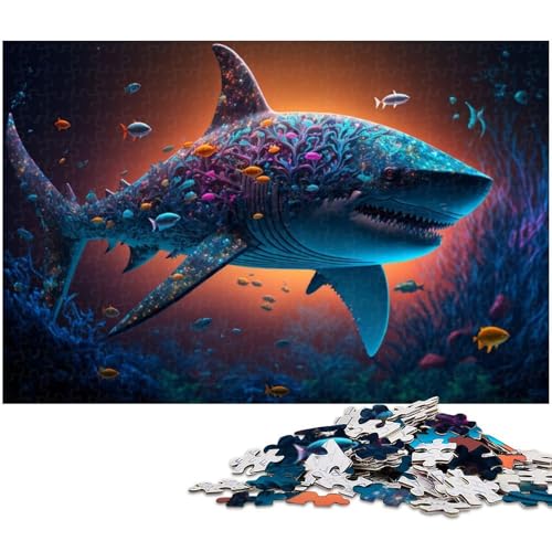 1000 teiliges Puzzle mit Fantasie Hai Papierpuzzle Lernspiele Heimdekoration (Größe 38 x 26 cm) von zouxangzz
