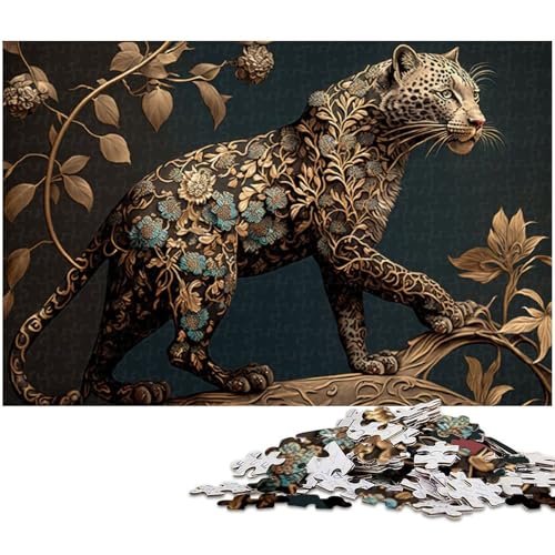 1000 teiliges Puzzle mit Leoparden Tiermotiv Papierpuzzle Lernspiele Heimdekoration (Größe 38 x 26 cm) von zouxangzz