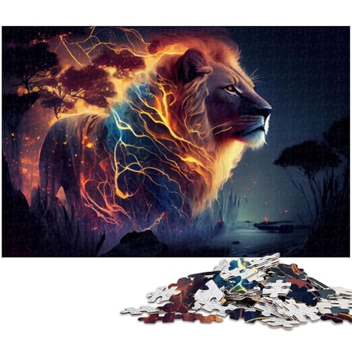 1000 teiliges Puzzle mit Löwen und Blitzmotiv Papierpuzzle Lernspiele Heimdekoration (Größe 38 x 26 cm) von zouxangzz