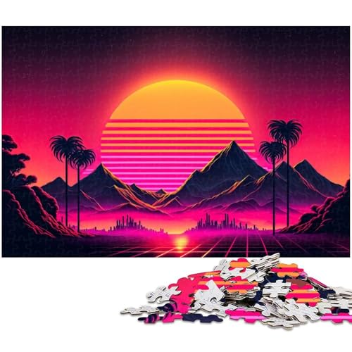 1000 teiliges Puzzle mit Neonlandschaft Holzpuzzle Lernspiele Heimdekoration (Größe 75 x 50 cm) von zouxangzz