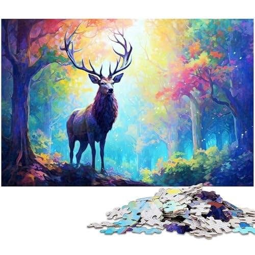 1000 teiliges Puzzle mit Rentiermotiv Holzpuzzle Lernspiele Heimdekoration 1000 Teile (75 x 50 cm) von zouxangzz