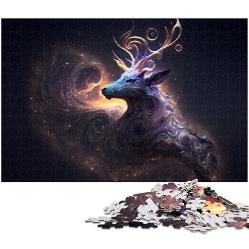 1000 teiliges Puzzle mit Rentiermotiv für Kinder Holzpuzzle Lernspiele für Erwachsene (Größe 75 x 50 cm) von zouxangzz