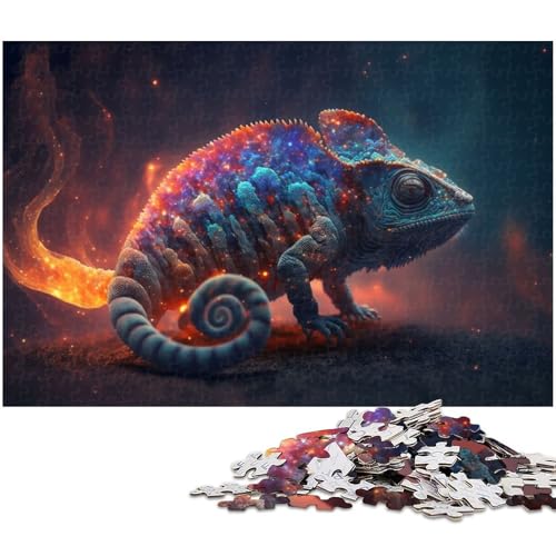 1000 teiliges Puzzle mit Tier Chamäleon Holzpuzzle Lernspiele Heimdekoration (Größe 75 x 50 cm) von zouxangzz